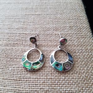 925 Sterling and abalone drop earrings, post